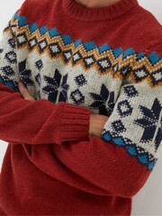 FatFace Red Denbigh Fairisle Jumper - Image 5 of 6