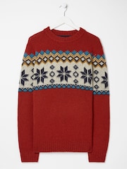 FatFace Red Denbigh Fairisle Jumper - Image 6 of 6