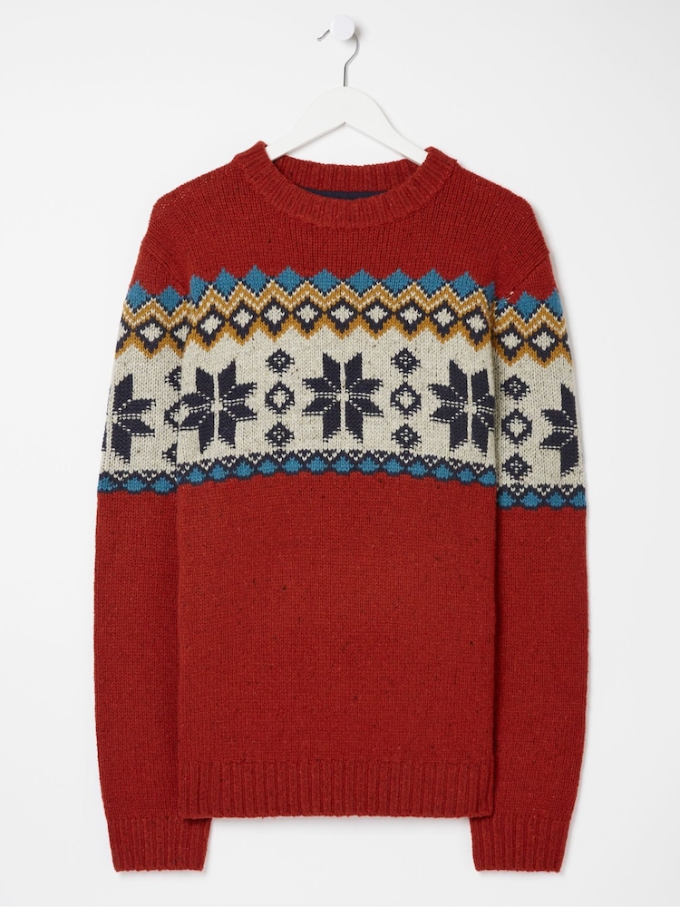 FatFace Red Denbigh Fairisle Jumper - Image 6 of 6