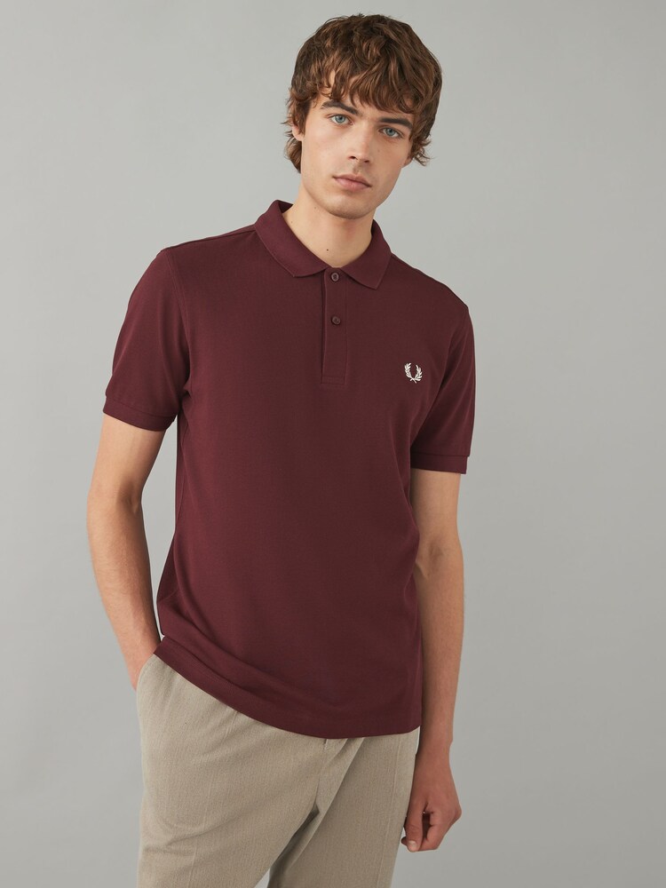 Fred Perry Oxblood 100% Cotton Plain Polo Shirt - Image 1 of 6
