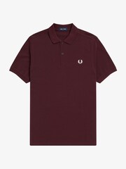Fred Perry Oxblood 100% Cotton Plain Polo Shirt - Image 4 of 6