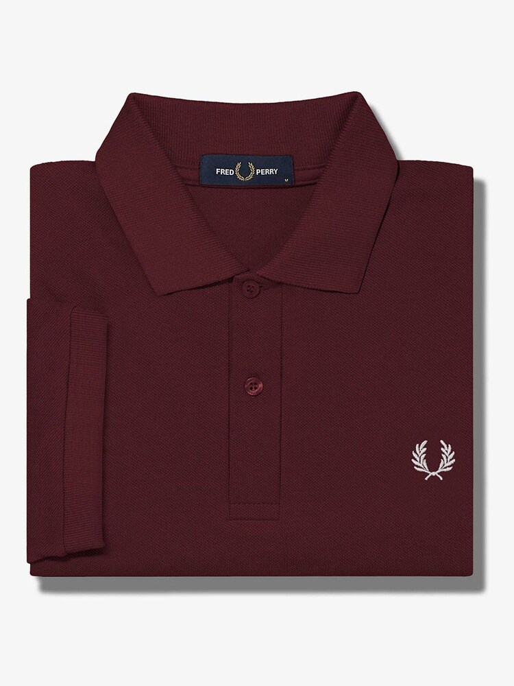 Fred Perry Oxblood 100% Cotton Plain Polo Shirt - Image 6 of 6