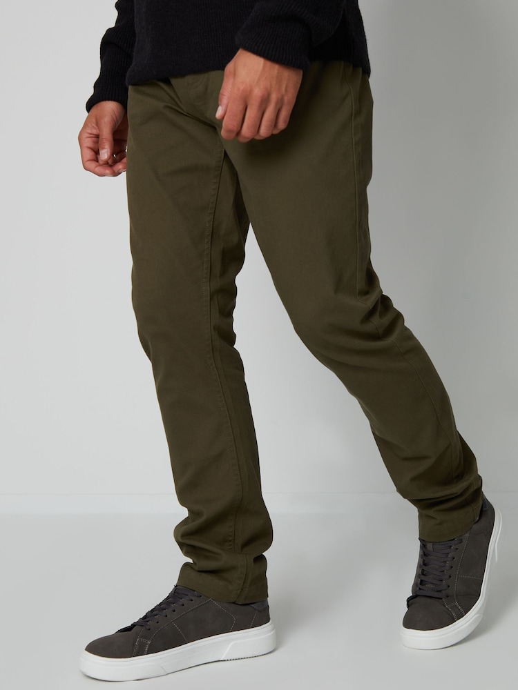 Threadbare Green Five Pocket Stretch Chino Trousers - Image 1 of 3