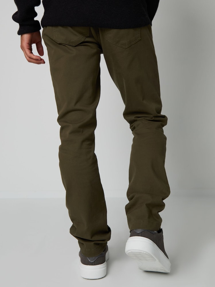 Threadbare Green Five Pocket Stretch Chino Trousers - Image 2 of 3