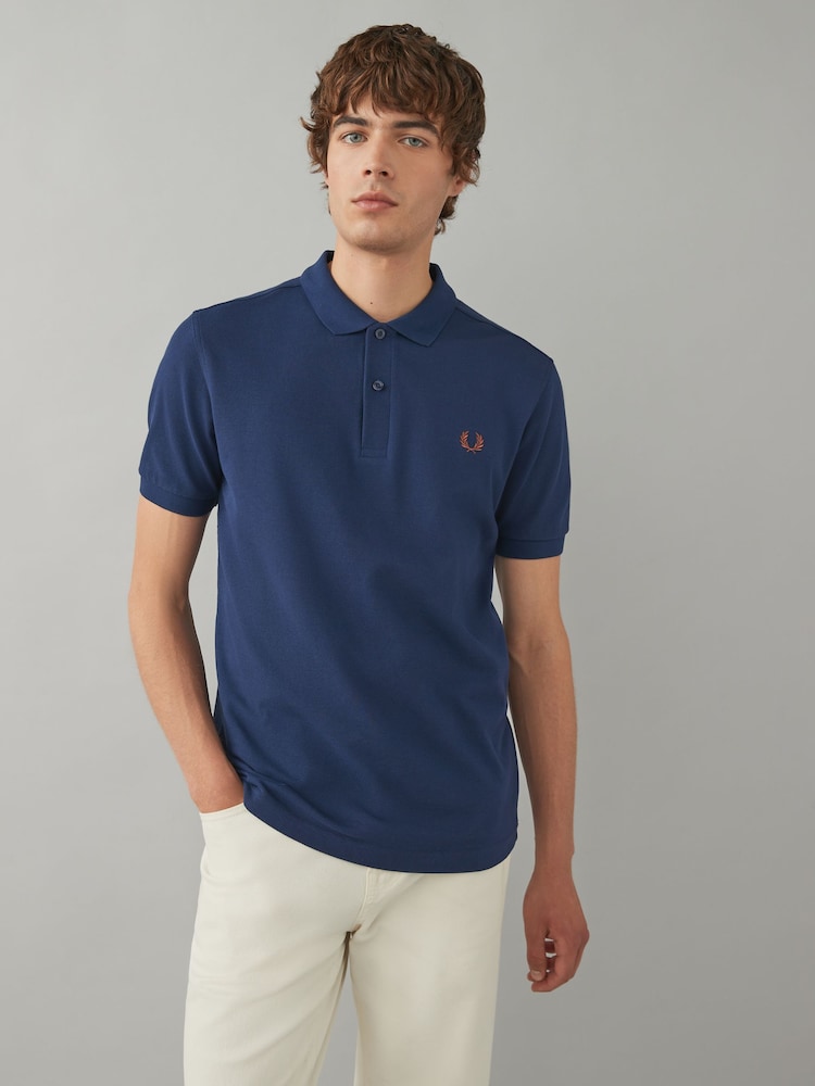 Fred Perry French Navy Plain 100% Cotton Polo Shirt - Image 1 of 7