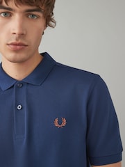 Fred Perry French Navy Plain 100% Cotton Polo Shirt - Image 4 of 7