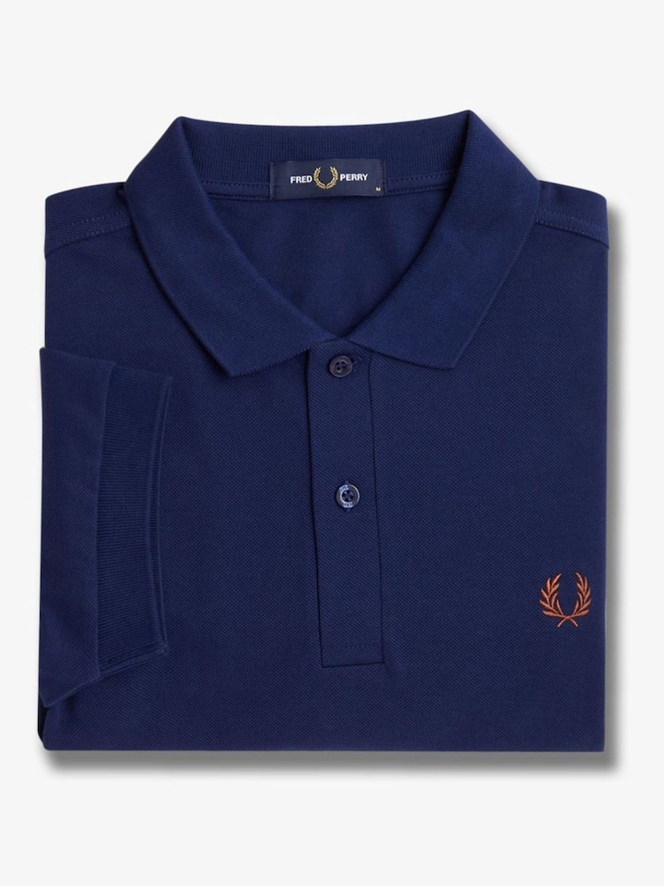 Fred Perry French Navy Plain 100% Cotton Polo Shirt - Image 7 of 7 Fred Perry French Navy Plain 100% Cotton Polo Shirt - Image 7 of 7