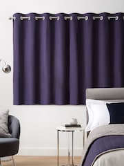 Blue Navy Lined Cotton Eyelet Curtains - Image 6 of 8