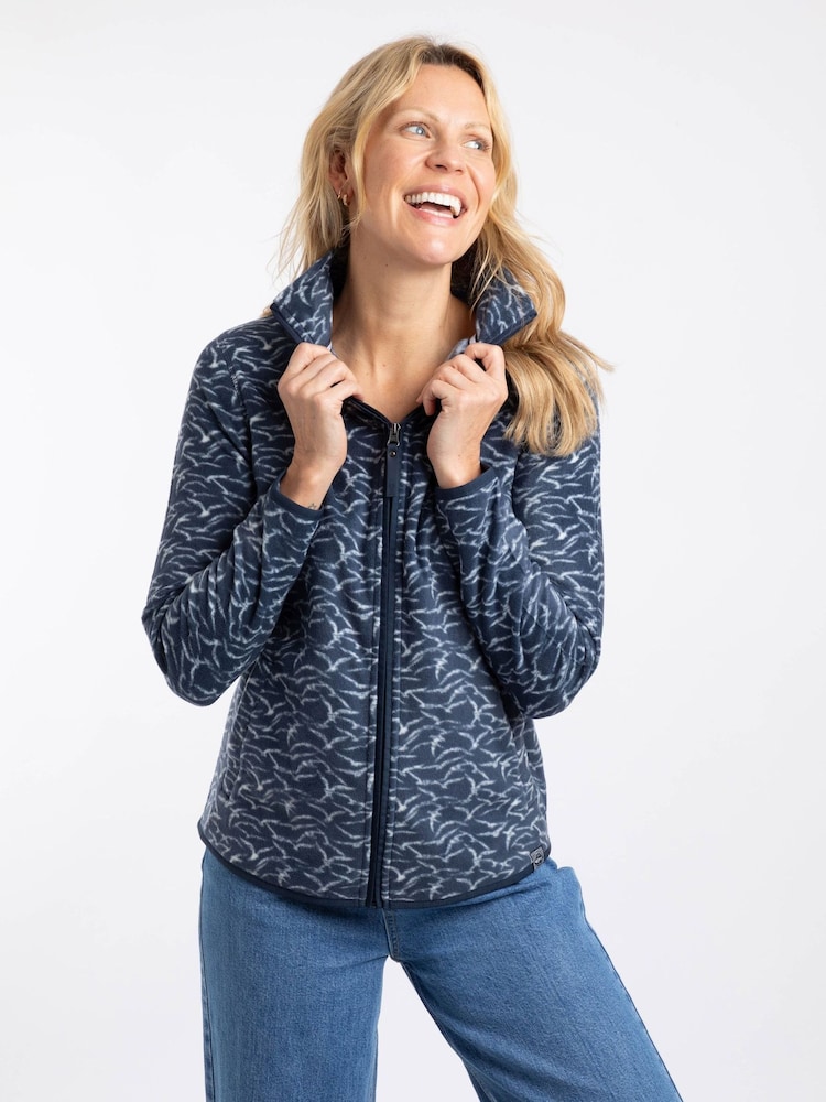 Weird Fish Blue Rochelle Full Zip Printed Micro Fleece - Image 1 of 6