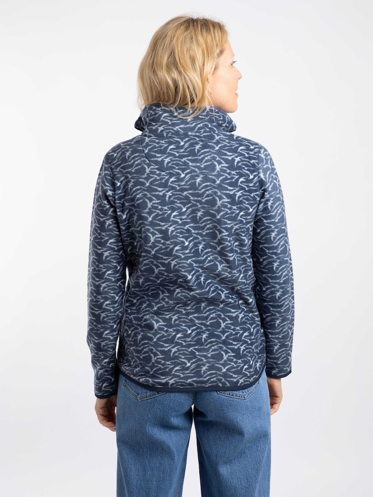 Weird Fish Blue Rochelle Full Zip Printed Micro Fleece - Image 2 of 6