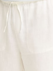 Casual Friday White Engo Drawstring Waist Linen Trousers - Image 4 of 5