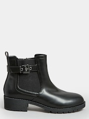 Yours Curve Black Extra Wide Fit Buckle Ankle Boots - Image 3 of 8