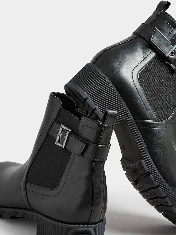 Yours Curve Black Extra Wide Fit Buckle Ankle Boots - Image 8 of 8