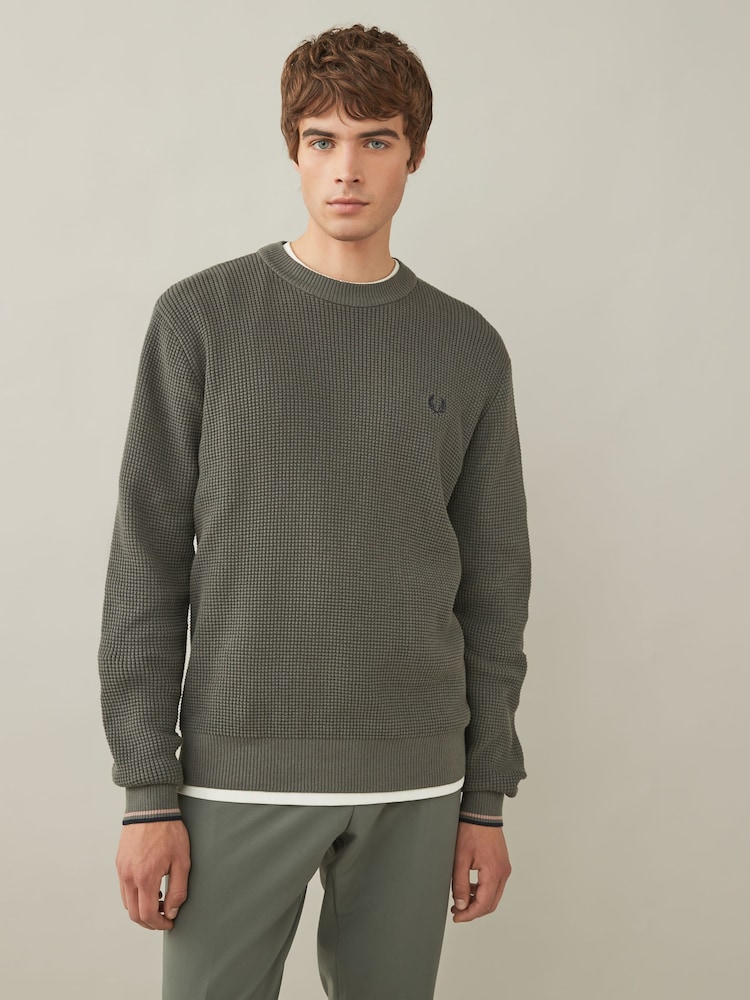 Fred Perry 100% Cotton Waffle Stitch Knitted Jumper - Image 1 of 7
