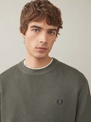 Fred Perry 100% Cotton Waffle Stitch Knitted Jumper - Image 2 of 7