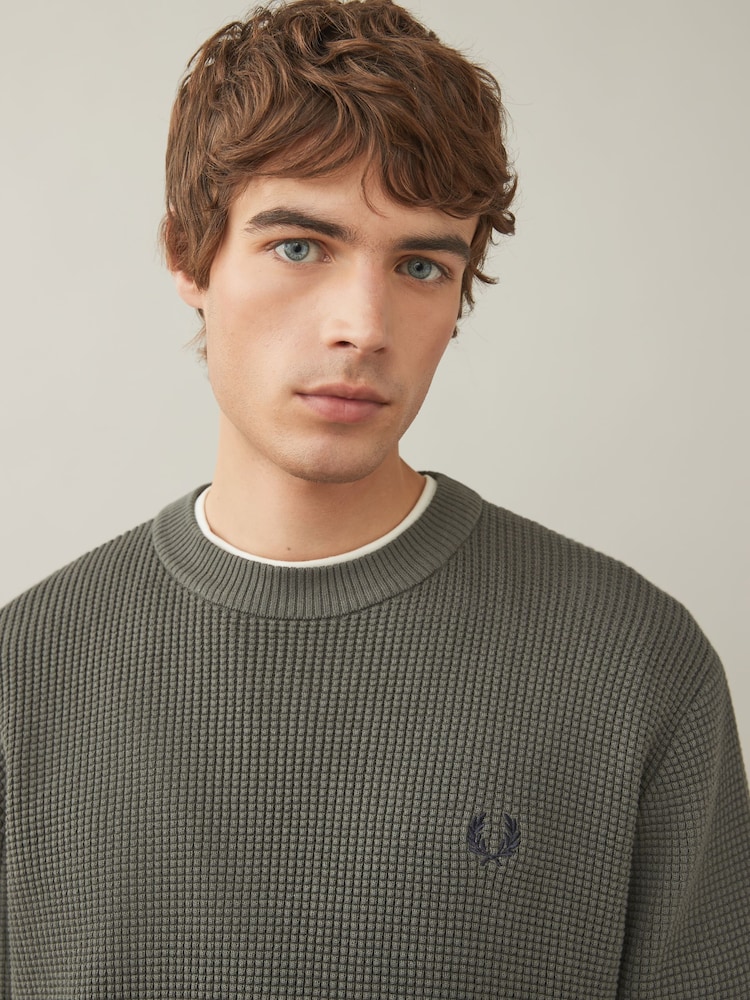 Fred Perry 100% Cotton Waffle Stitch Knitted Jumper - Image 2 of 7