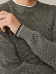 Fred Perry 100% Cotton Waffle Stitch Knitted Jumper - Image 5 of 7