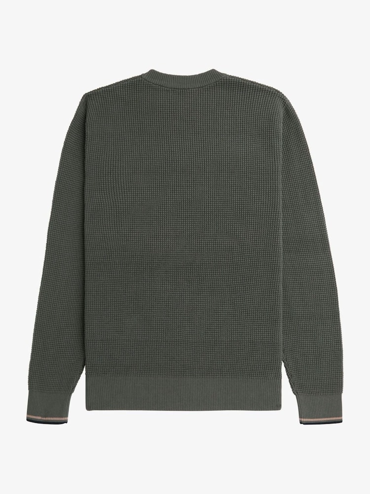 Fred Perry 100% Cotton Waffle Stitch Knitted Jumper - Image 7 of 7
