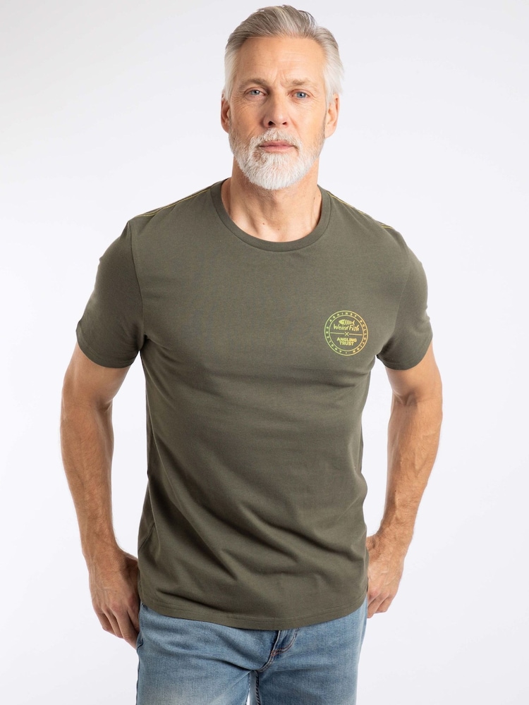 Weird Fish Green Angling Trust Back Print Graphic T-Shirt - Image 1 of 8