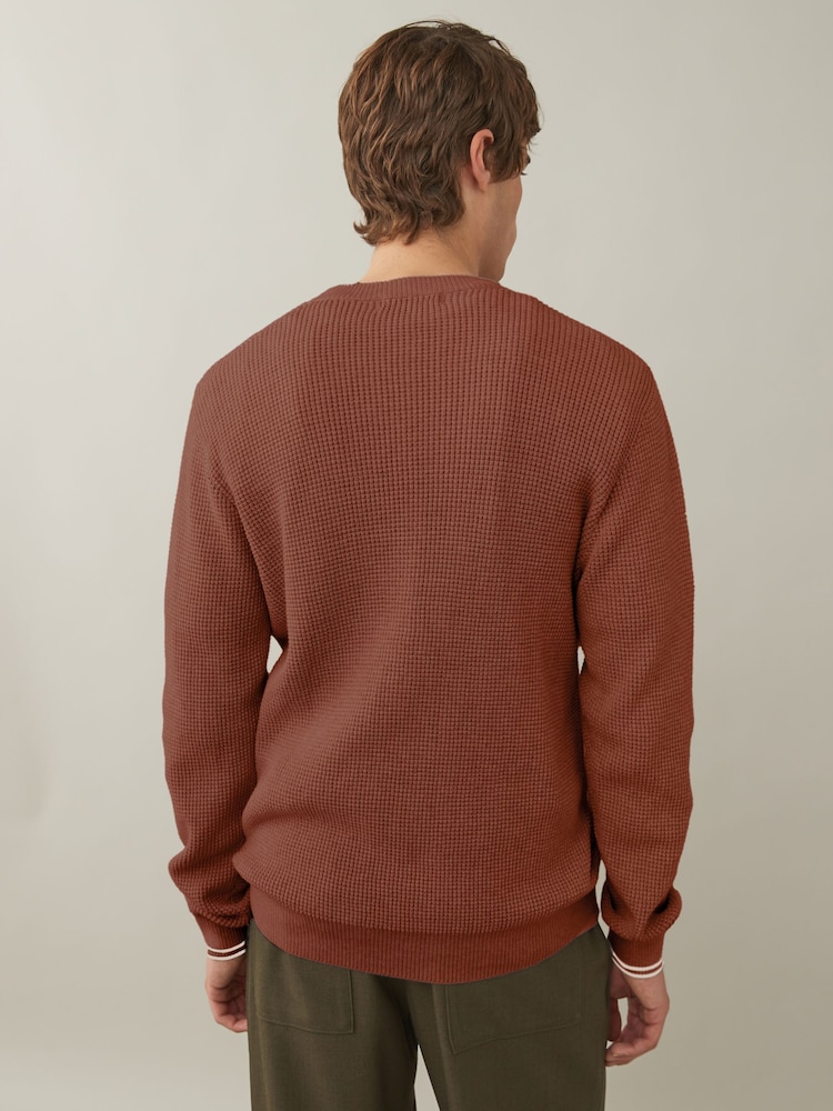 Fred Perry 100% Cotton Waffle Stitch Knitted Jumper - Image 2 of 5