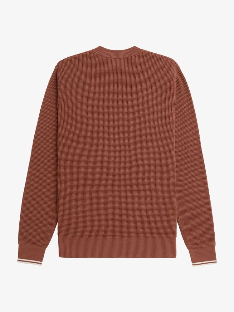 Fred Perry 100% Cotton Waffle Stitch Knitted Jumper - Image 5 of 5