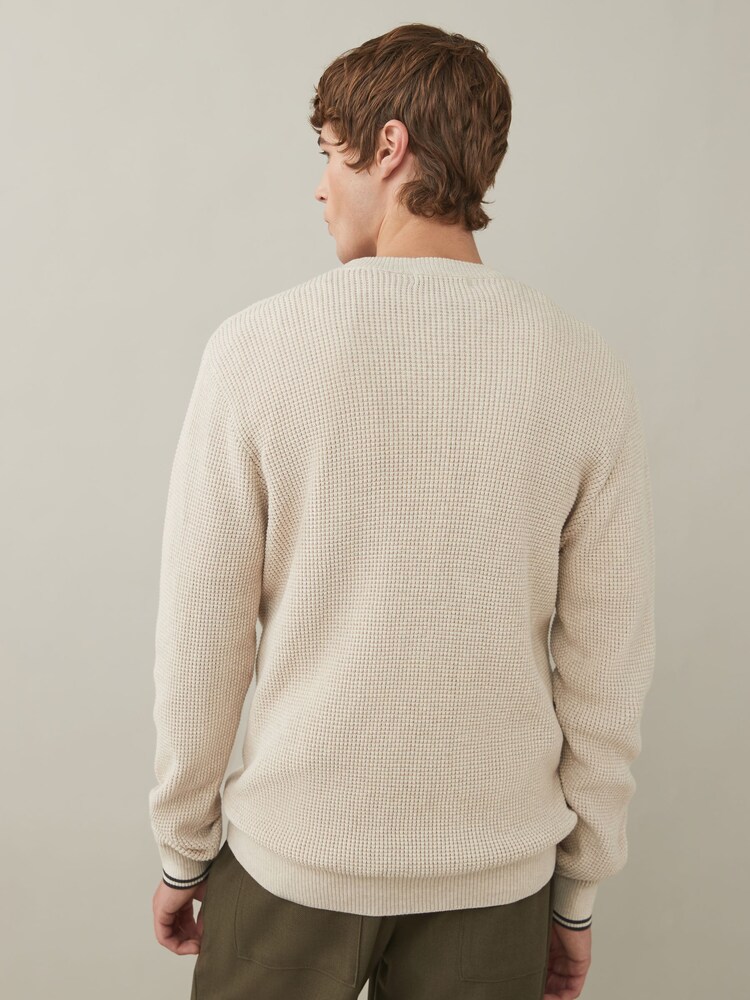 Fred Perry 100% Cotton Waffle Stitch Knitted Jumper - Image 2 of 5
