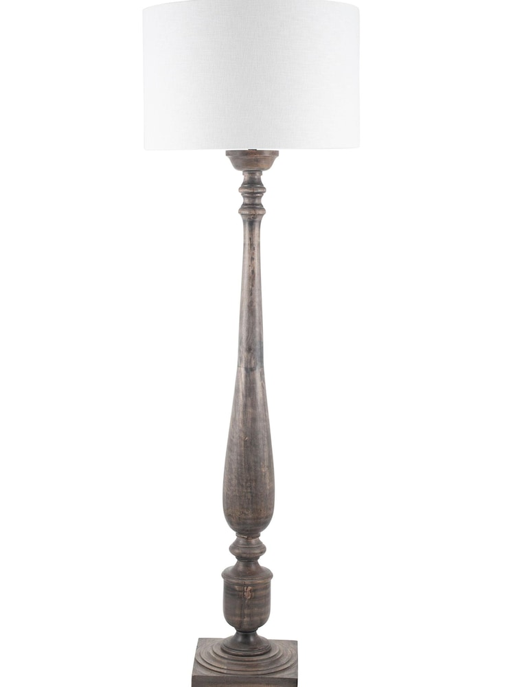 Pacific Grey Alia Grey Wash Turned Mango Wood Floor Lamp - Image 2 of 2