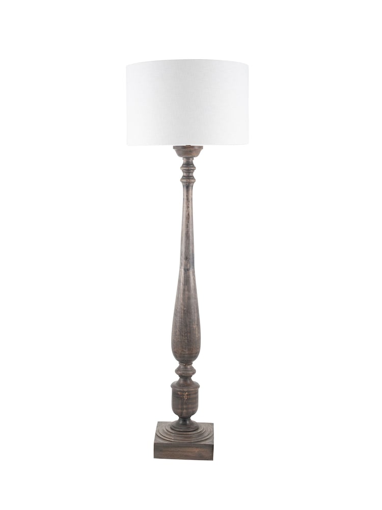 Pacific Grey Alia Grey Wash Turned Mango Wood Floor Lamp - Image 2 of 2 Pacific Grey Alia Grey Wash Turned Mango Wood Floor Lamp - Image 2 of 2