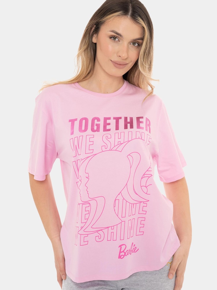 Character Pink Together We Shine Ladies Barbie T-Shirt - Image 1 of 5