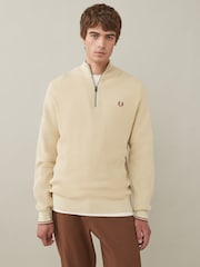 Fred Perry 100% Cotton Waffle Stitch Quarter Zip Knitted Jumper - Image 1 of 7