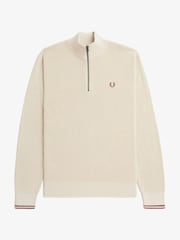 Fred Perry 100% Cotton Waffle Stitch Quarter Zip Knitted Jumper - Image 6 of 7