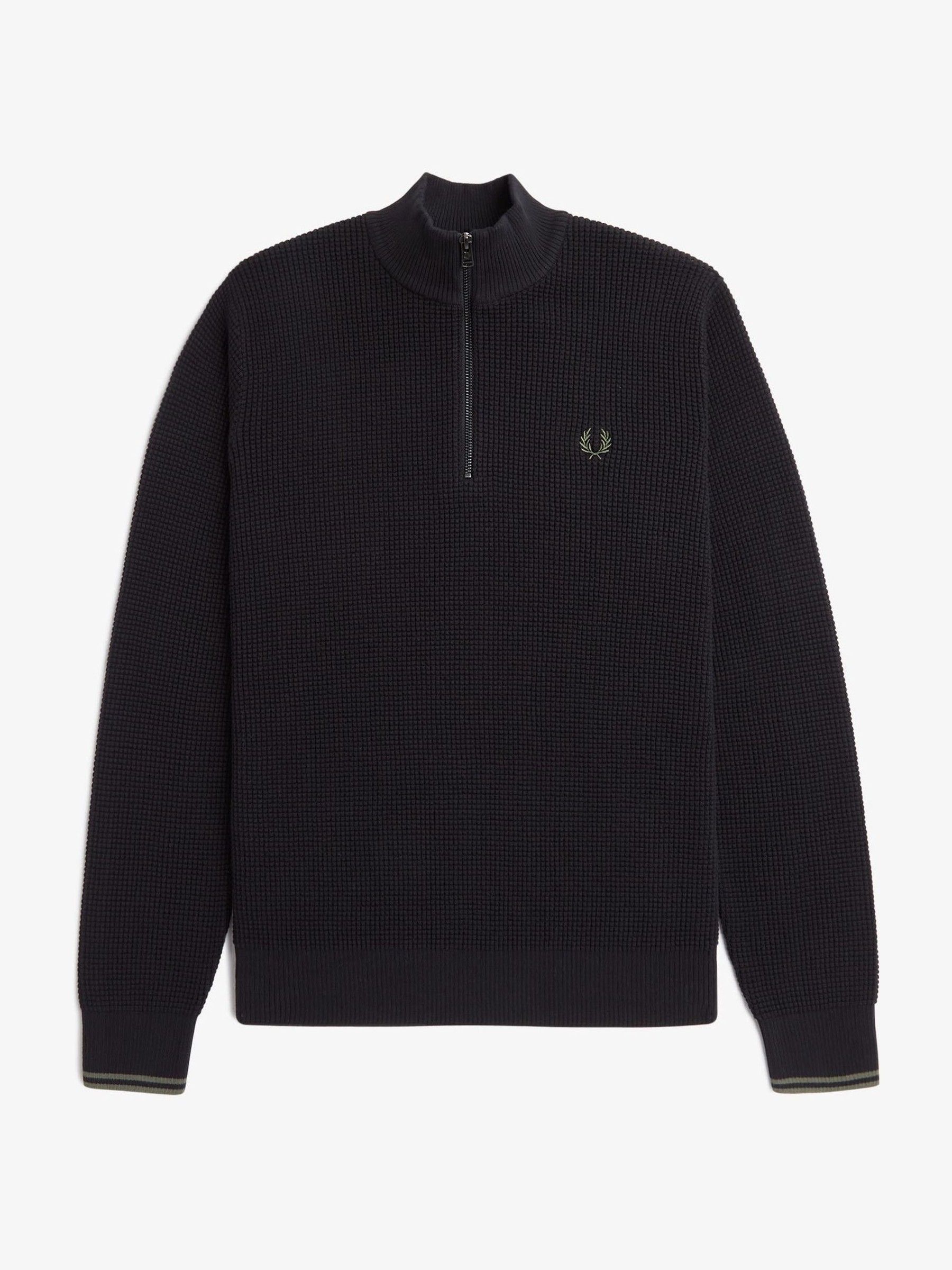 Buy Fred Perry 100 Cotton Waffle Stitch Quarter Zip Knitted Jumper from Next Norway