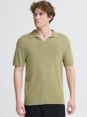 Casual Friday Green Sona Short Sleeve Relaxed Knit Polo Shirt - Image 1 of 5