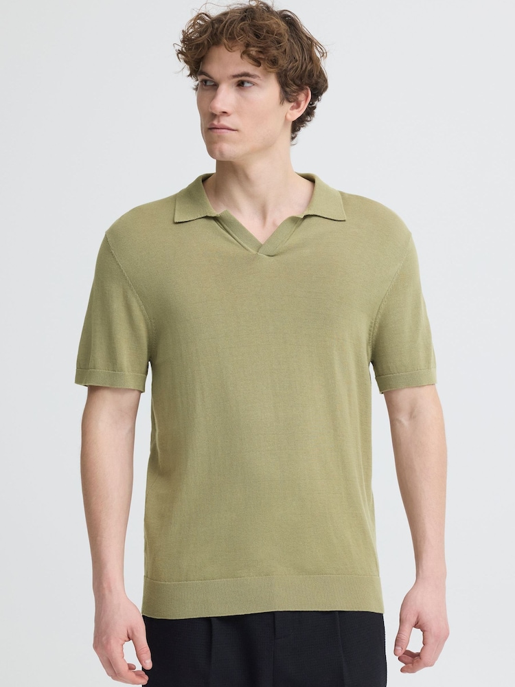 Casual Friday Green Sona Short Sleeve Relaxed Knit Polo Shirt - Image 1 of 5