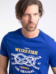 Weird Fish Bright Blue Cast Off Front Print Graphic T-Shirt - Image 4 of 6