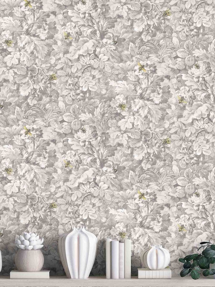 Woodchip & Magnolia Natural Busy Bee Wallpaper - Image 1 of 4