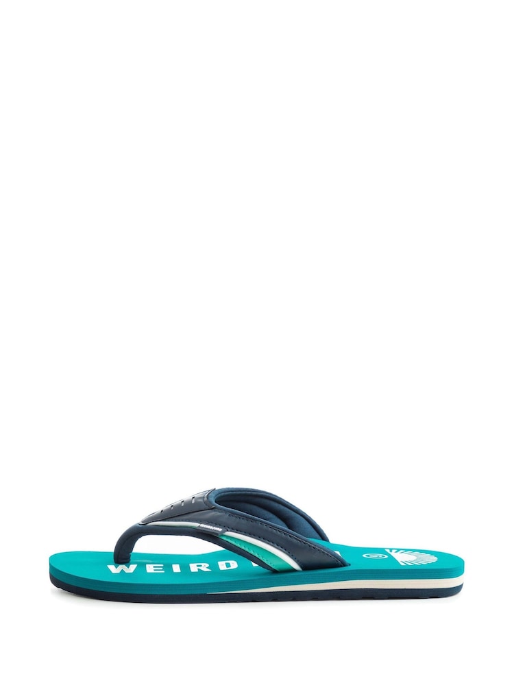 Weird Fish Blue Columbia Branded Flip Flops - Image 2 of 4