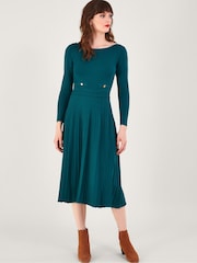 Monsoon Blue Slash Neck Dress - Image 1 of 5