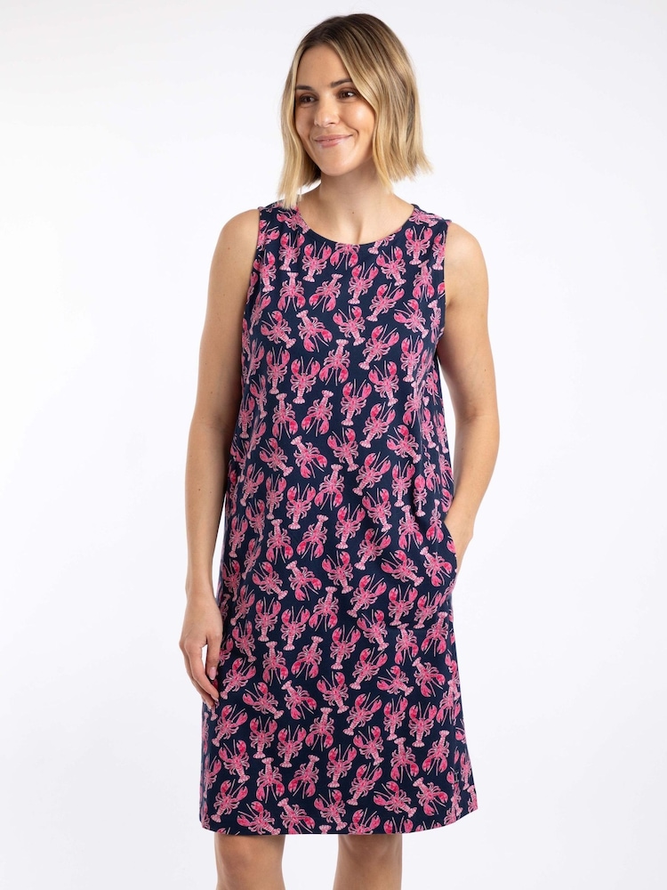 Weird Fish Blue Adenea Printed Jersey Shift Dress - Image 1 of 7
