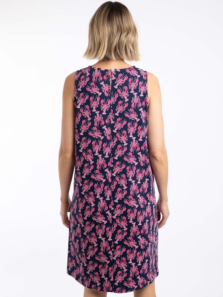 Weird Fish Blue Adenea Printed Jersey Shift Dress - Image 2 of 7