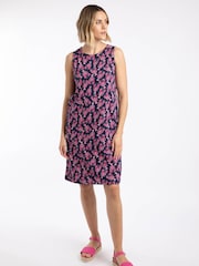 Weird Fish Blue Adenea Printed Jersey Shift Dress - Image 3 of 7