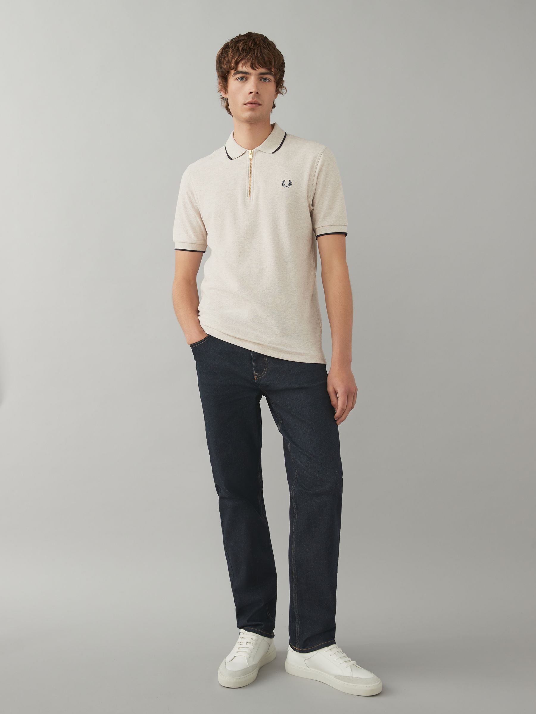 Buy Fred Perry Crepe Pique Quarter Zip 100% Cotton Polo