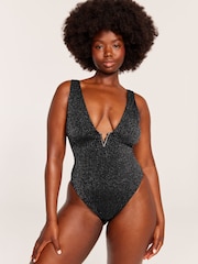 Black Victoria's Secret Black Tummy Control Plunge Swimsuit - Image 1 of 5