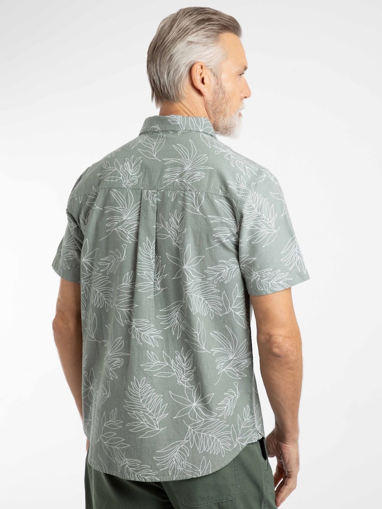 Weird Fish Green Russell Printed Chambray Short Sleeve Shirt - Image 2 of 6