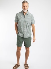 Weird Fish Green Russell Printed Chambray Short Sleeve Shirt - Image 3 of 6