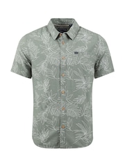 Weird Fish Green Russell Printed Chambray Short Sleeve Shirt - Image 5 of 6