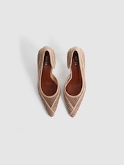 Reiss Nude Keri Embellished Mesh Court Shoes - Image 3 of 5