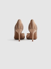 Reiss Nude Keri Embellished Mesh Court Shoes - Image 4 of 5