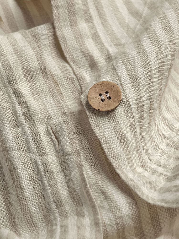 Piglet in Bed Oatmeal Stripe Linen Duvet Cover - Image 2 of 2