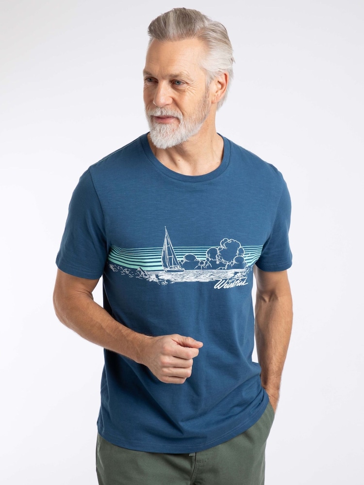 Weird Fish Blue Nautical Sky Front Print Graphic T-Shirt - Image 1 of 6